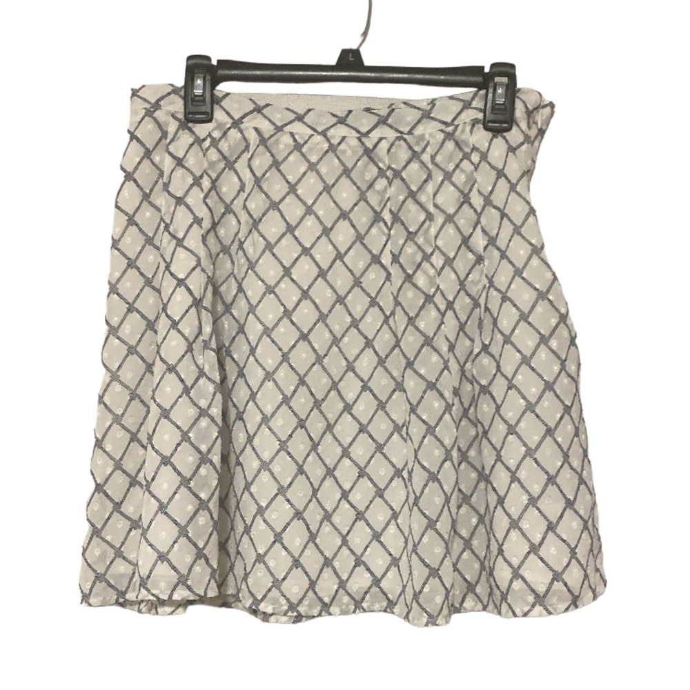 Banana Republic White Blue Lattice Pattern Sailor Nautical Mini Skirt Flare 10